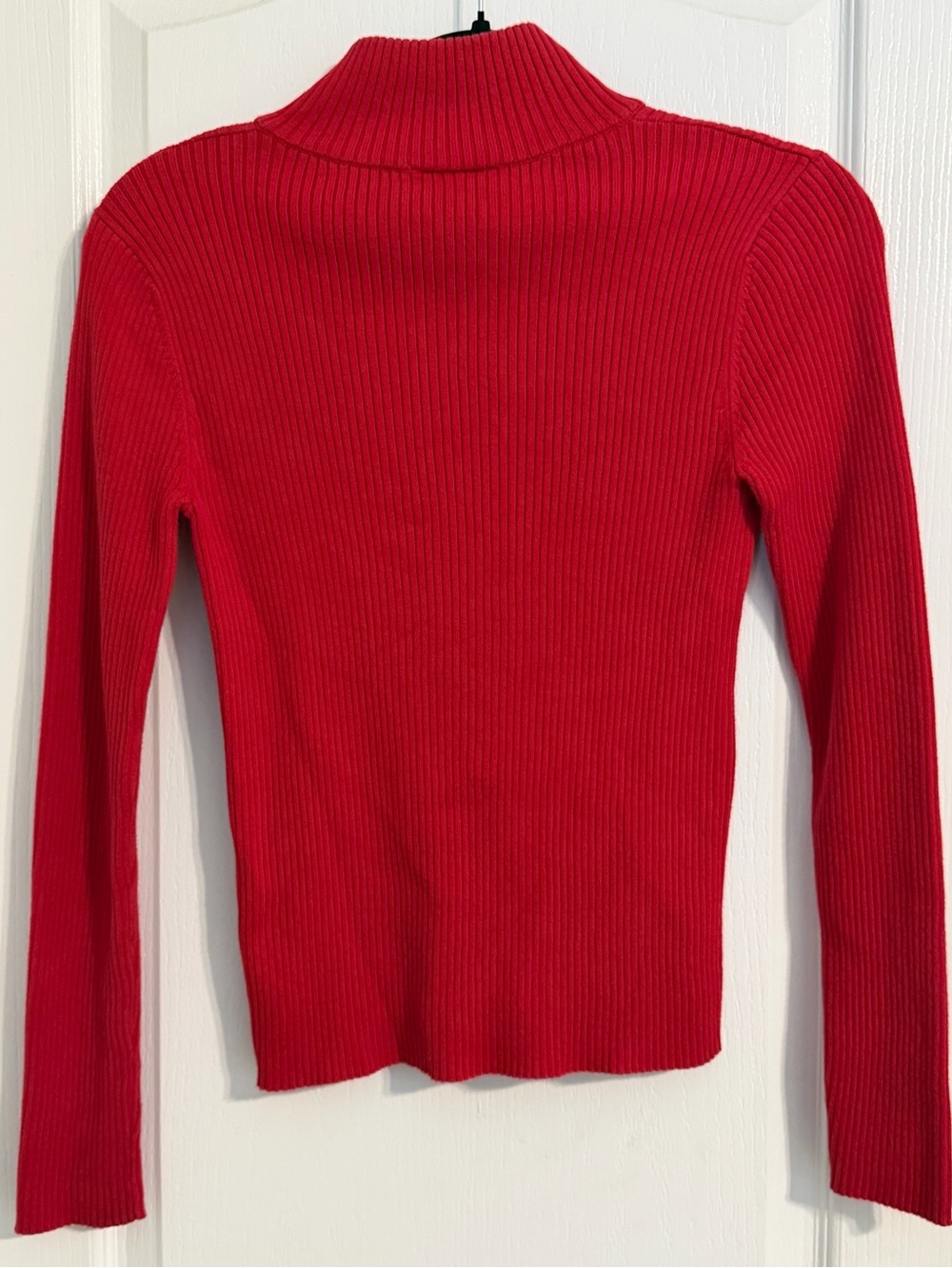 Vintage Ralph Lauren Polo Red Ribbed Quarter-Zip Sweater Top Sz M - Picture 2 of 8